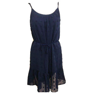 Stacatto New Women's Dress Swiss Dot Sleeveless Tie Waist Navy Blue Size S.